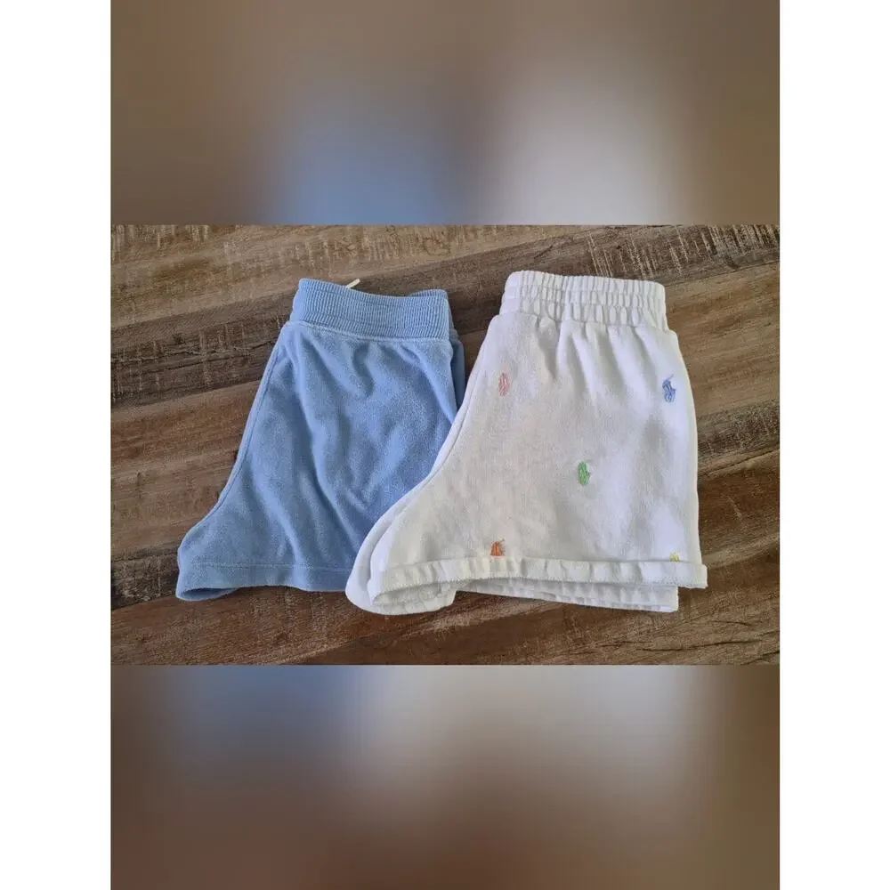Polo Ralph Lauren Girls Shorts Bundle Size 8-10  Blue White 2pc Set.